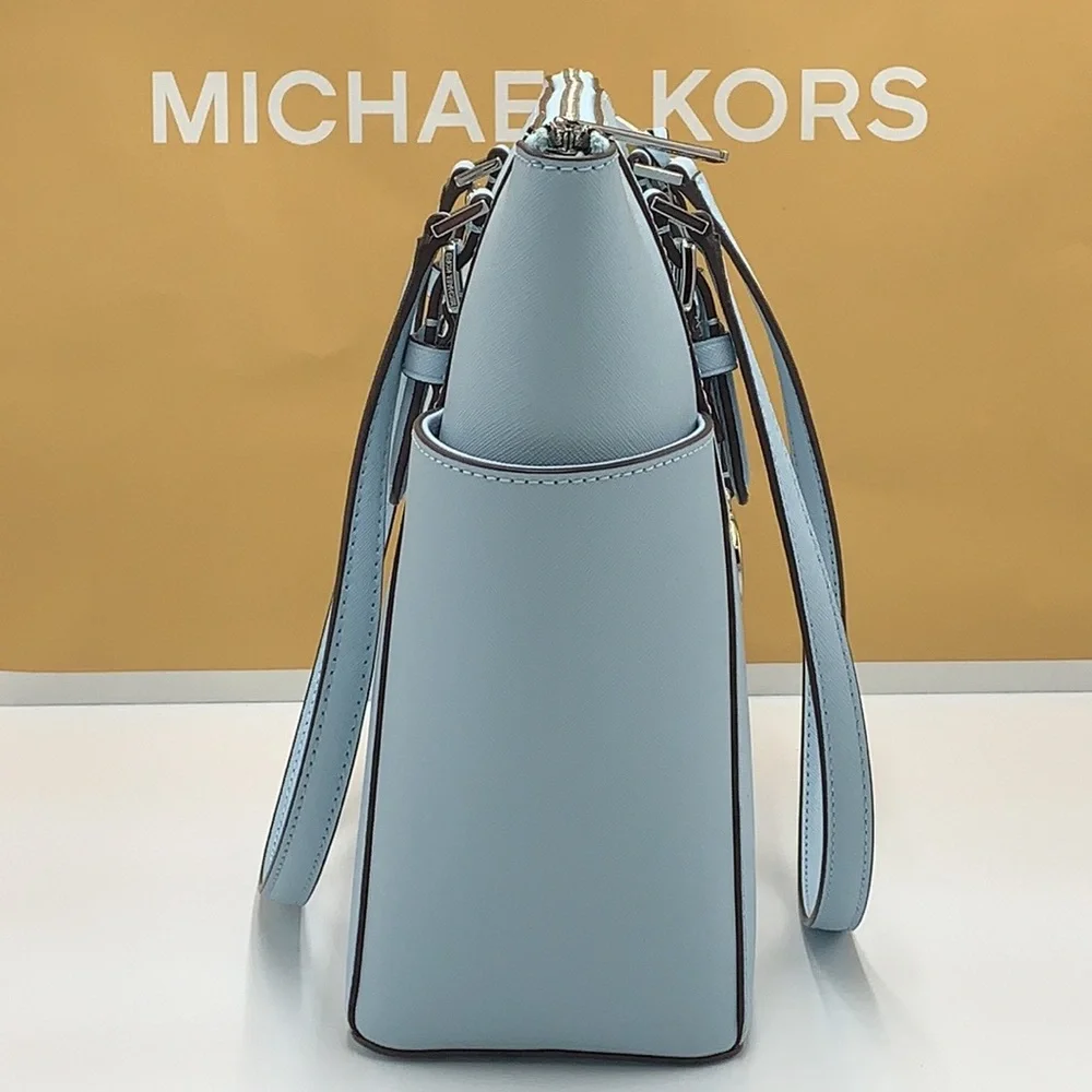 MICHAEL KORS CHARLOTTE LARGE TOP ZIP TOTE VISTA BLUE COLOR - Picture 7 of 15